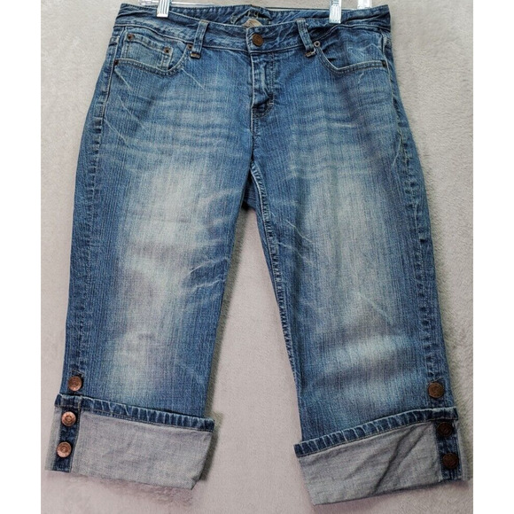 Earl Capri Jeans Womens Size 31 Blue Denim Cotton Pockets Flat Front Medium Wash - Picture 1 of 9